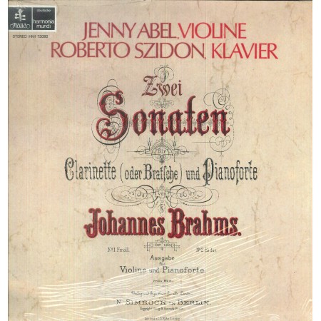 Abel, Szidon, Brahms LP Vinile Zwei Sonaten / Harmonia Mundi ‎– HMI73093 Sigillato