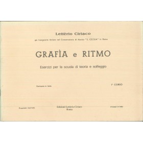 Letterio, Ciriaco Libro Spartito Grafia E Ritmo 1 Corso Nuovo