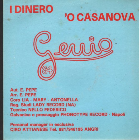 Genio 84 Vinile 7" 45 I Dinero / O Casanova Phonotype – PH283 Nuovo