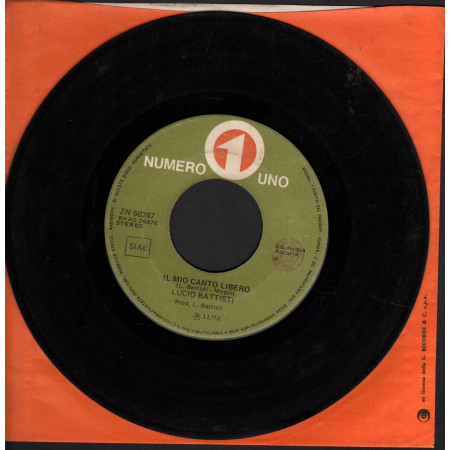 Lucio Battisti Vinile 45 giri Il Mio Canto Libero Nuovo Numero Uno ‎ZN 50267