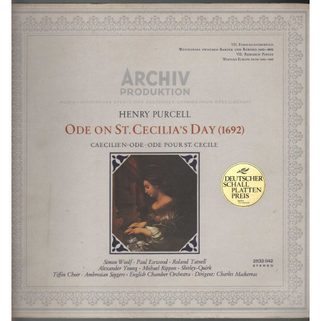 H Purcell P Esswood  S Woolf R Tatnell Lp Ode On St. Cecilia's Day (1692) Nuovo