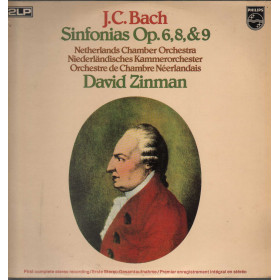 J C Bach D Zinman Netherlands Chamber Orchestra Lp Sinfonias Op. 6,8,&9 Gatafold