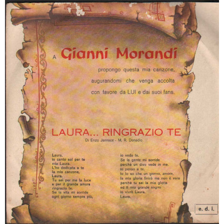 Enzo Jannace Vinile 7" 45 giri Laura Ringrazio Te / Asciuga Le Tue Lacrime Nuovo